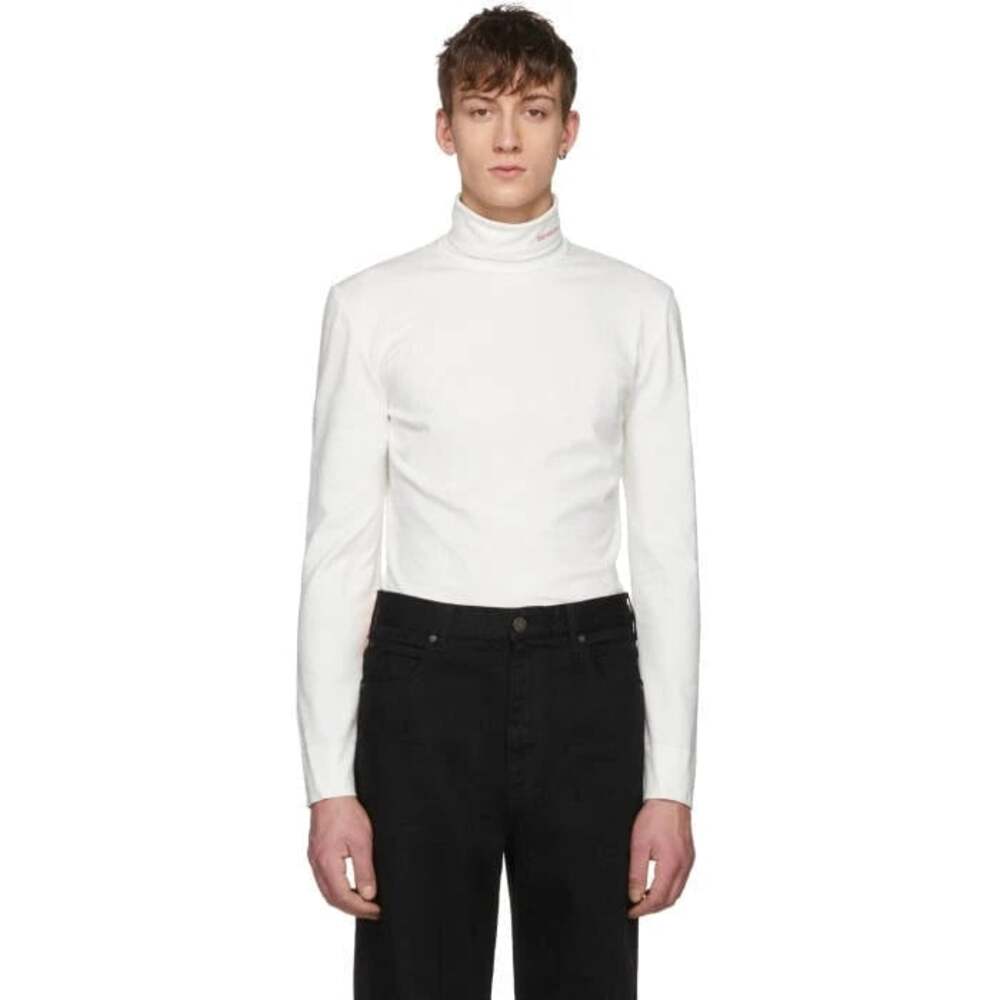Calvin Klein 205W39NYC Logo Turtleneck US M EU 48 Mens White Long Sleeve $295